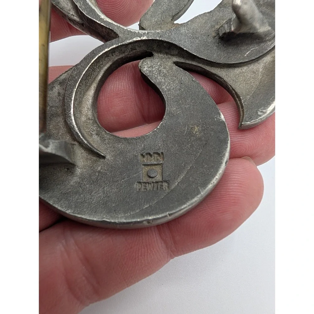 Vintage Pewter Belt Buckle Slide Fleur De Lis Renaissance SCA Costume Cinch